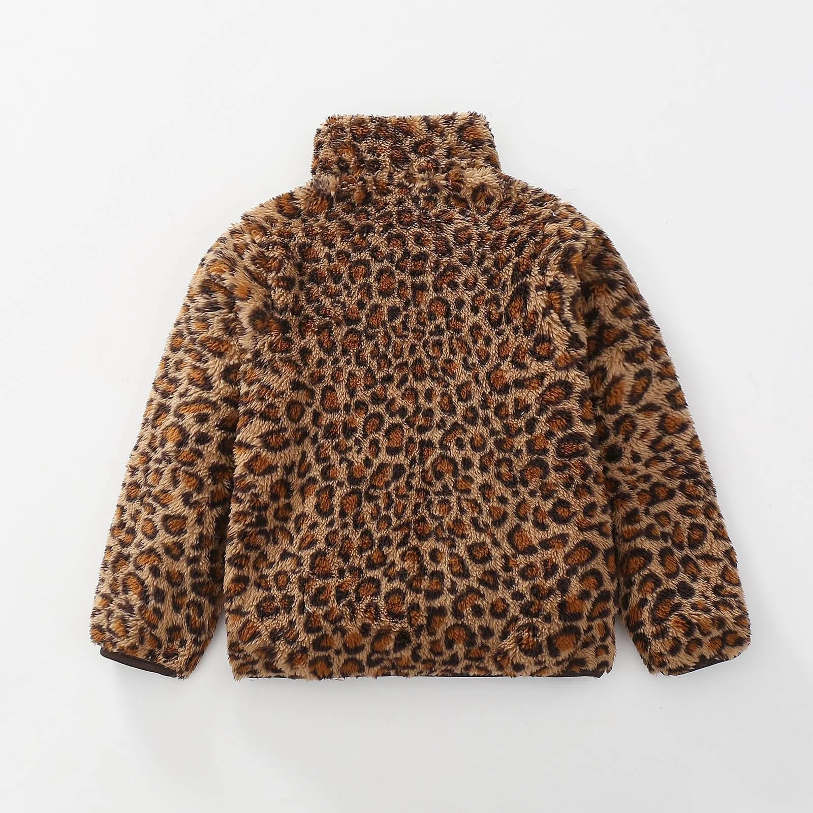 Куртка Generisch Зимняя для девочек, искусственный леопардовый принт, стойка-воротник, карманы, длинный рукав, корейский стиль, верхняя одежда для детей, уютное пальто, фото №4