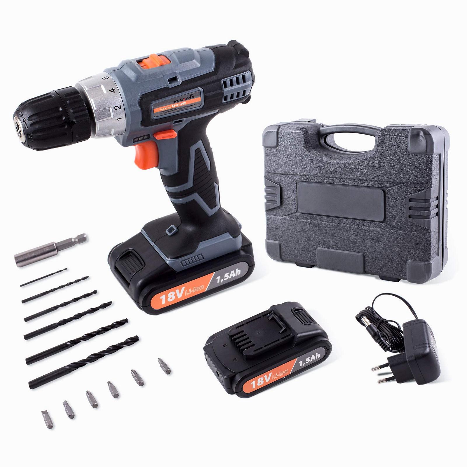 Шуруповерт Li-Ion 2-швидкісний 18 Вольт бездротовий 2 батареї 1500 мАг з кейсом, фото №1 Шуруповерт Li-Ion 2-швидкісний 18 Вольт бездротовий 2 батареї 1500 мАг з кейсом, фото №1