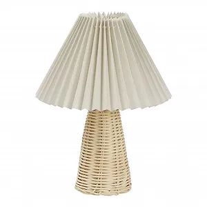 Настільна лампа Pleated Lamp Міні з ротанговою основою Вінтажна Плісована - Фото 1