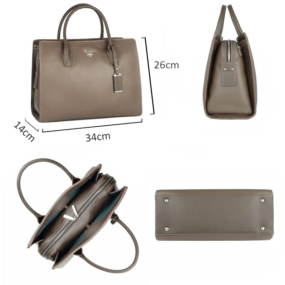 Сумка с ручками David Jones Большая Женская Тоут PU Кожа Много отделений Коричневый, фото №6 Сумка с ручками David Jones Большая Женская Тоут PU Кожа Много отделений Коричневый, фото №6