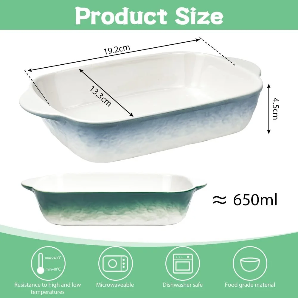 Набор форм для запекания Ceramic (2 шт.) керамические с ручкой квадратные 23 x 13 см, фото №2