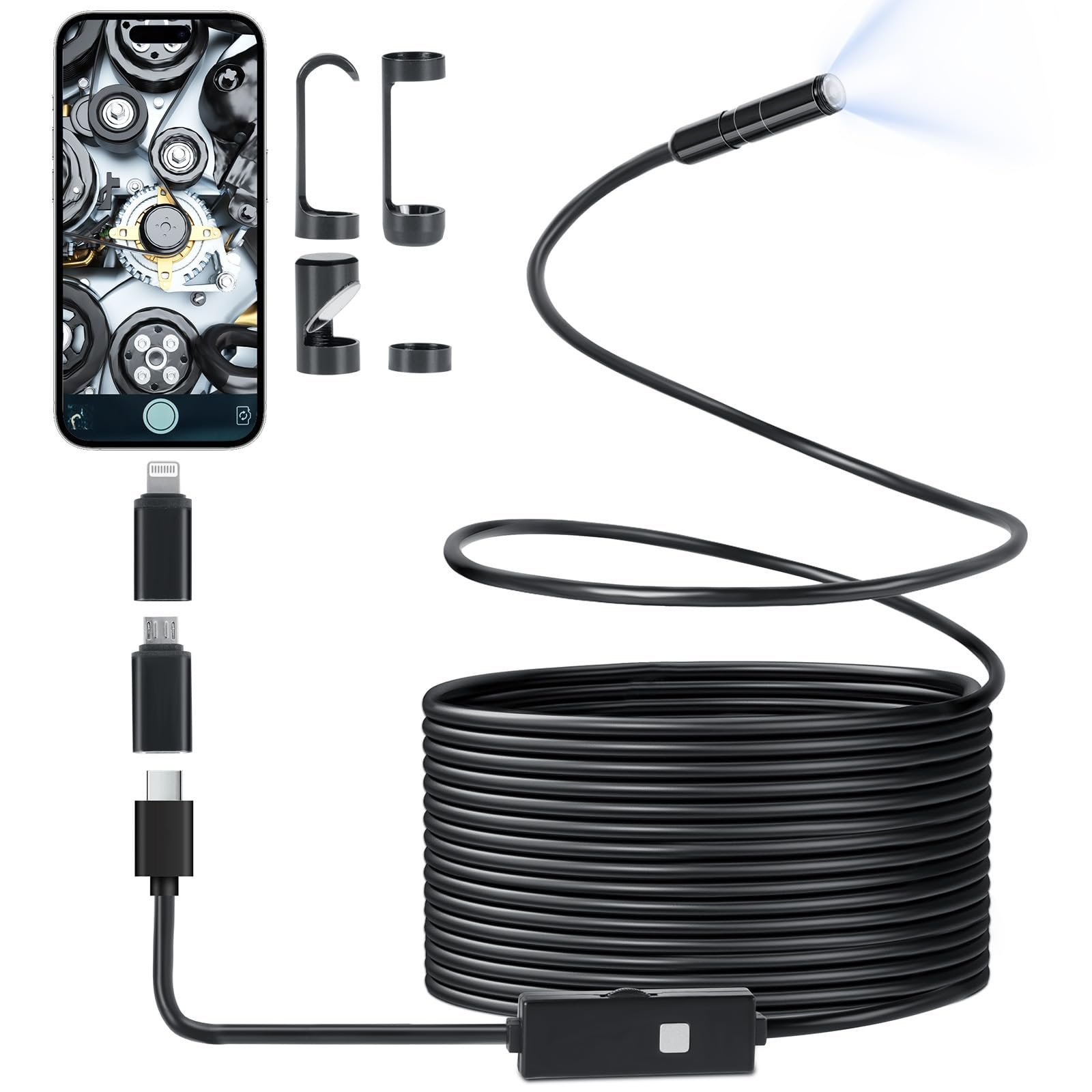 Ендоскопічна камера Romon 1080P HD з підсвічуванням, 8 LED, IP67, фото №1