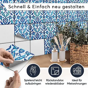 Декоративні наклейки Creatisto Hamam Vibes Плитка мозаїка 10 x 10 см 9 штук synthetic.ua - Фото 1