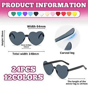 Окуляри Серце WANDGU Набір з 24 шт., неонові різнокольорові, 12 кольорів, безободкові, прозорі synthetic.ua - Фото 1