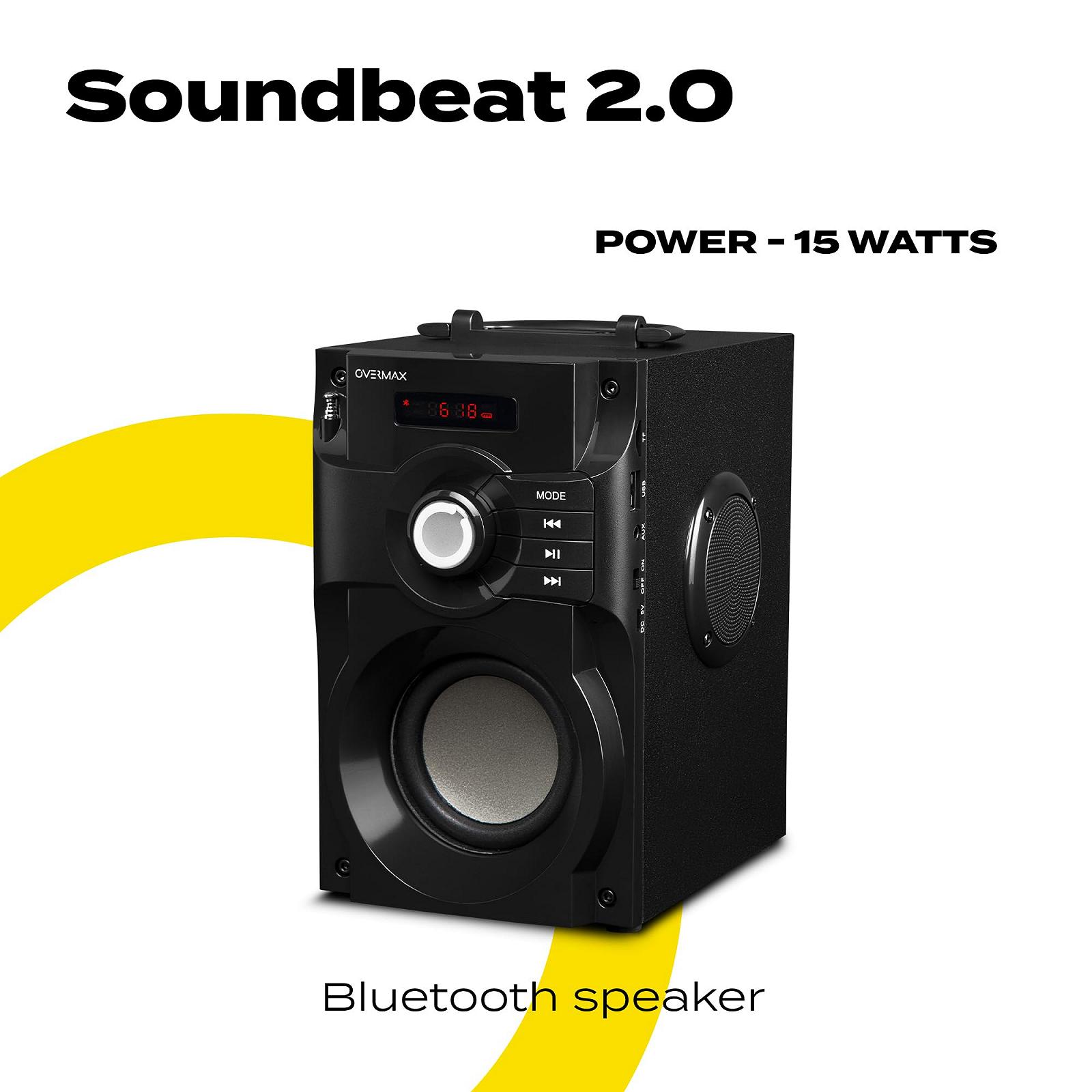 Портативна колонка Overmax Soundbeat 2.0 Bluetooth USB SD AUX Радіо 15 Вт Міні Джек 3.5 мм USB 1800мАг Пульт Дистанційного Керування Bluetooth Підключення 2.1+ EDR MP3 Підтримка LED Індикатор, фото №2