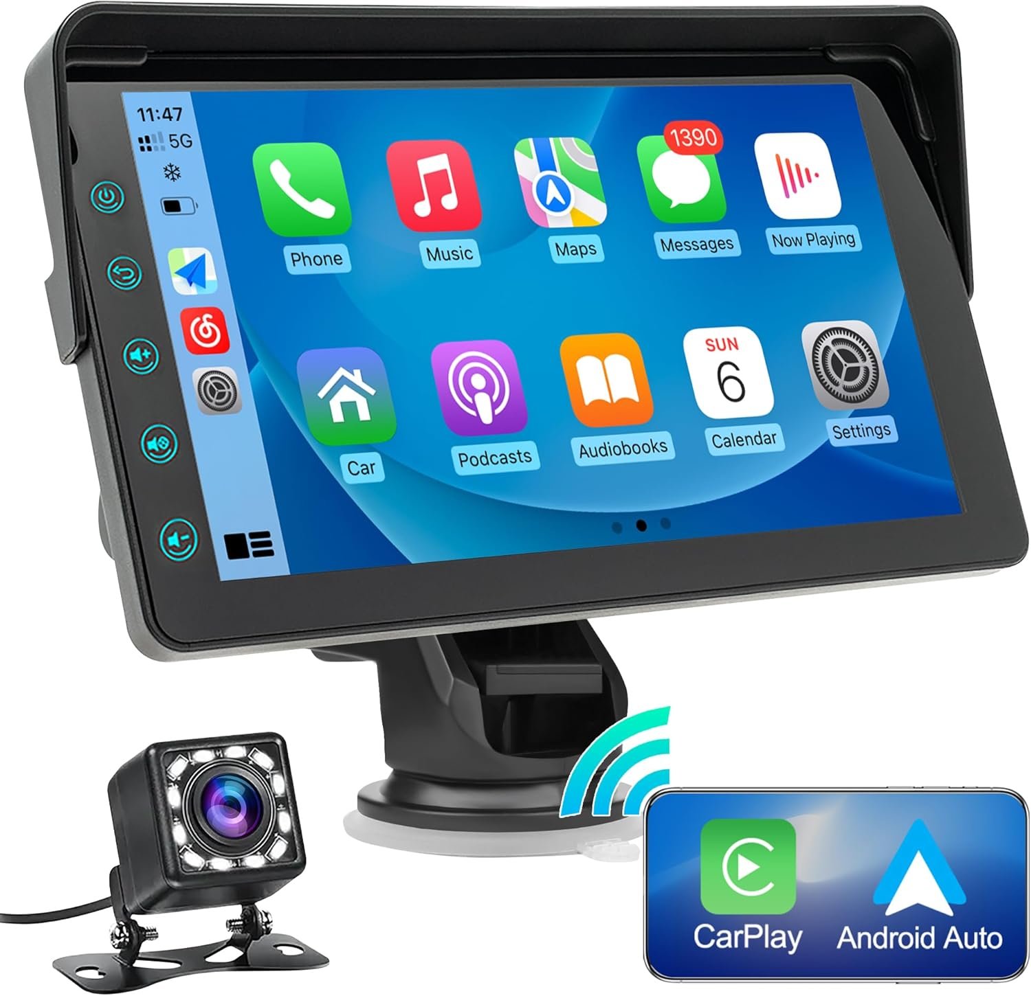 Автомагнітола WSRADIOKITS / 7" / Сенсорна / Apple CarPlay / Android Auto / Bluetooth / FM / AUX / USB, фото №1