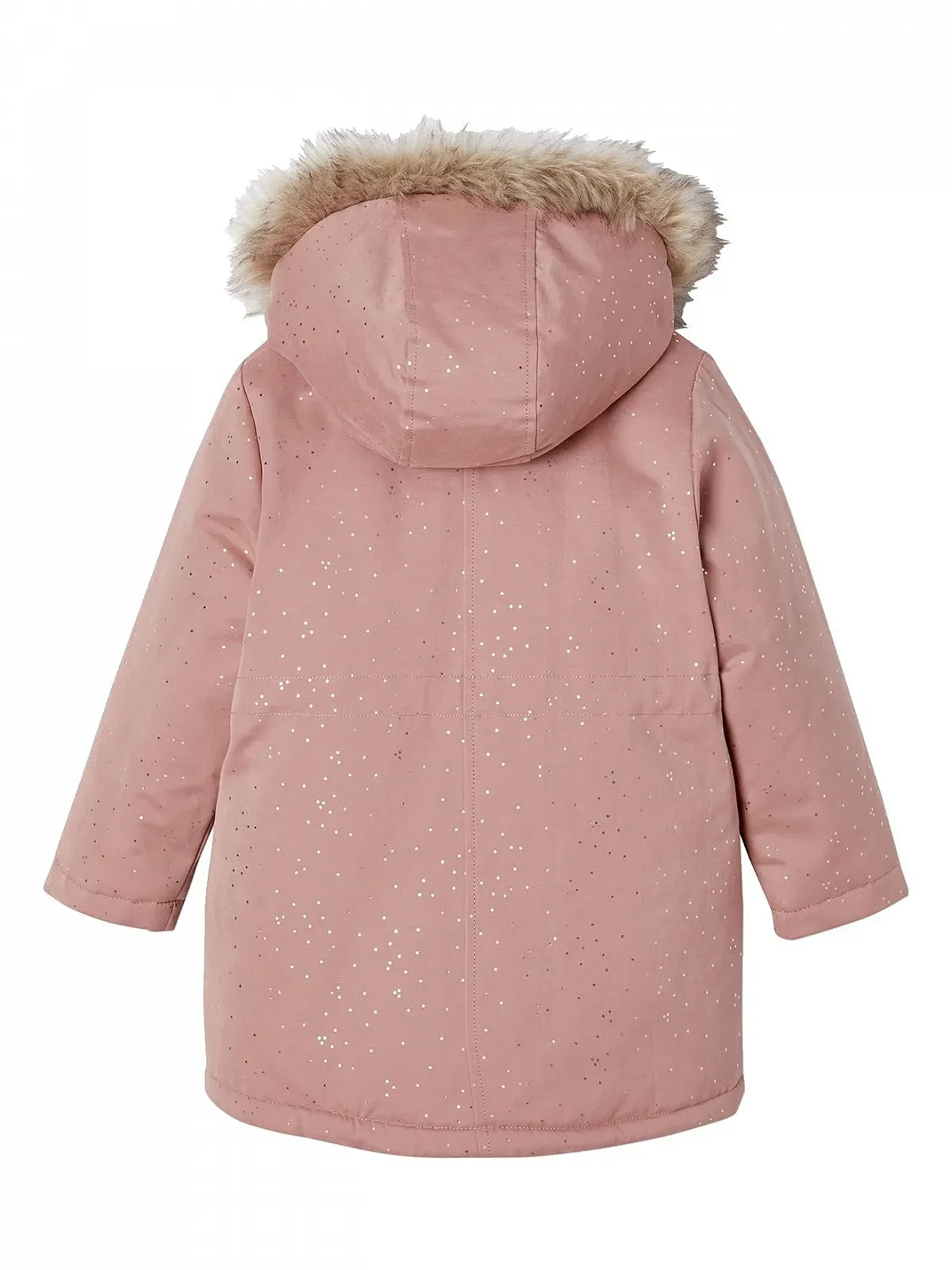 Тепла зимова куртка для дівчаток Vertbaudet з блискітками та штучним хутром, перероблений наповнювач, фото №2