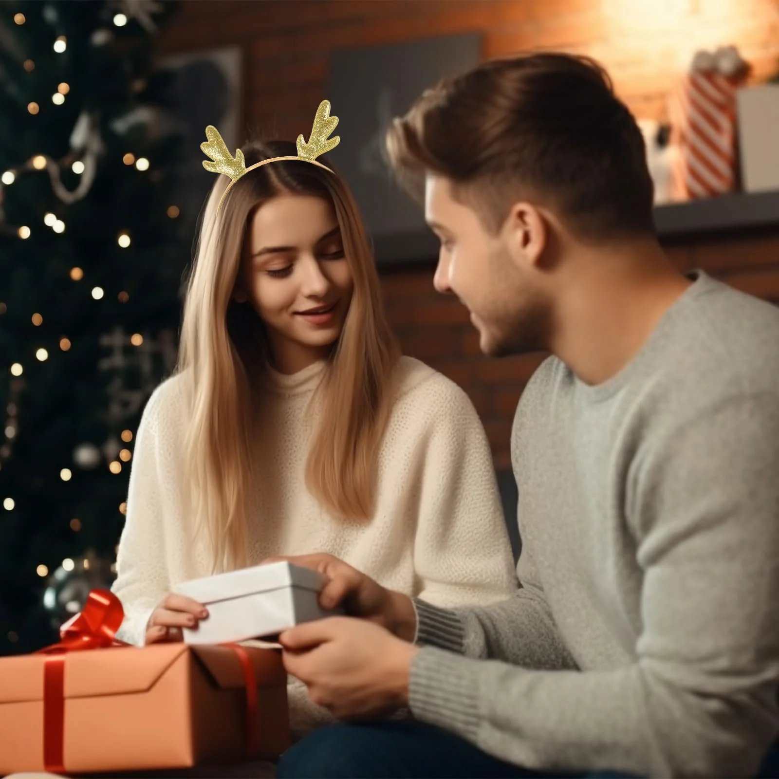 Обруч для волосся Різдвяні олені роги Блискучий, 2 шт, фото №4