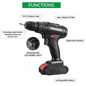 Шуруповерт ADWOLT Аккумуляторный 21 В 1300 мАч 25 + 1 Режимы с LED Подсветкой synthetic.ua - Фото 1