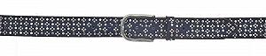 Ремінь жіночий B.Belt зі шкіри корів, маленькі заклепки, ширина 3.5 см, 80-100 см, джинсовий синій - Фото 1