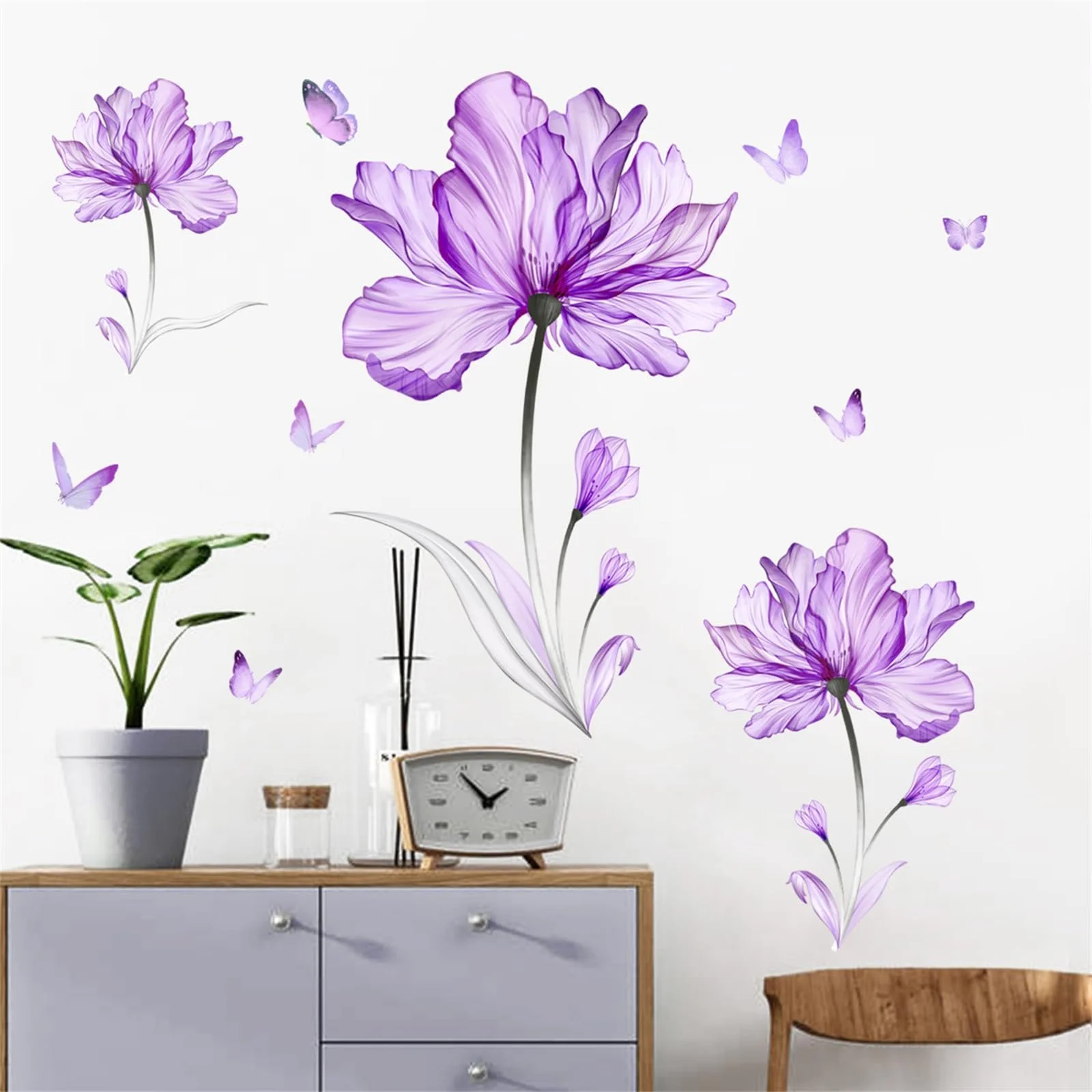 Наклейка на стіну CULASIGN Large Flowers Purple, фото №4