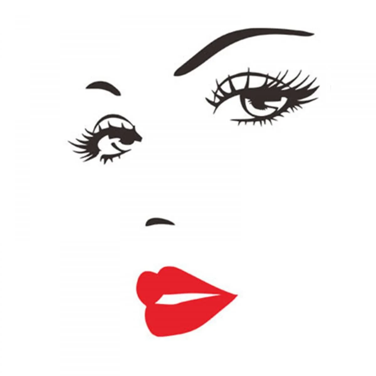 Наклейка на стену Woman Eyelashes Red Lips, фото №1