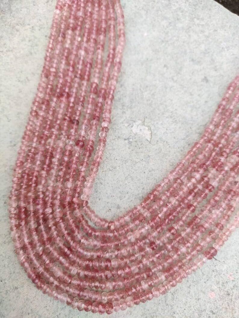 Бусины Круглые Розовая Клубника Граненые 4.5-5 мм, фото №4