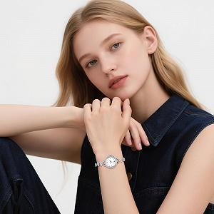 Годинник Жіночий JewelryWe Кварцовий Аналоговий з Стразами з Вузьким Металевим Ремінцем synthetic.ua - Фото 1