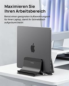 Подставка для ноутбука SODI Vertical, автоматическая, алюминиевая, вертикальная, улучшенная защита, черная synthetic.ua - Фото 1