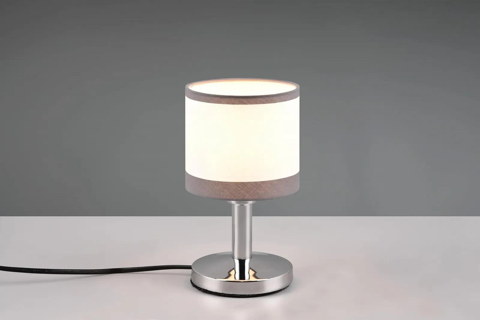 Настільна лампа Reality Leuchten Davos R59551006 Метал Хром Тканина Сіра Біла, фото №2