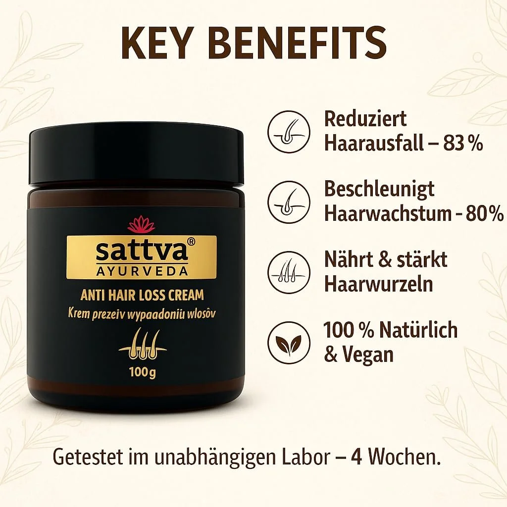 Крем Sattva Ayurveda Против выпадения волос Натуральный аюрведический крем для волос против выпадения волос Питает и укрепляет кожу головы, способствует росту волос, уменьшает сезонное выпадение волос - 100 г, фото №3