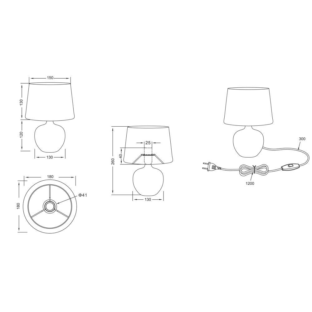 Настільна лампа Кераміка та текстиль 1x E14 18 x 26 см Золотисто-чорна Комплект із 2 шт., фото №7