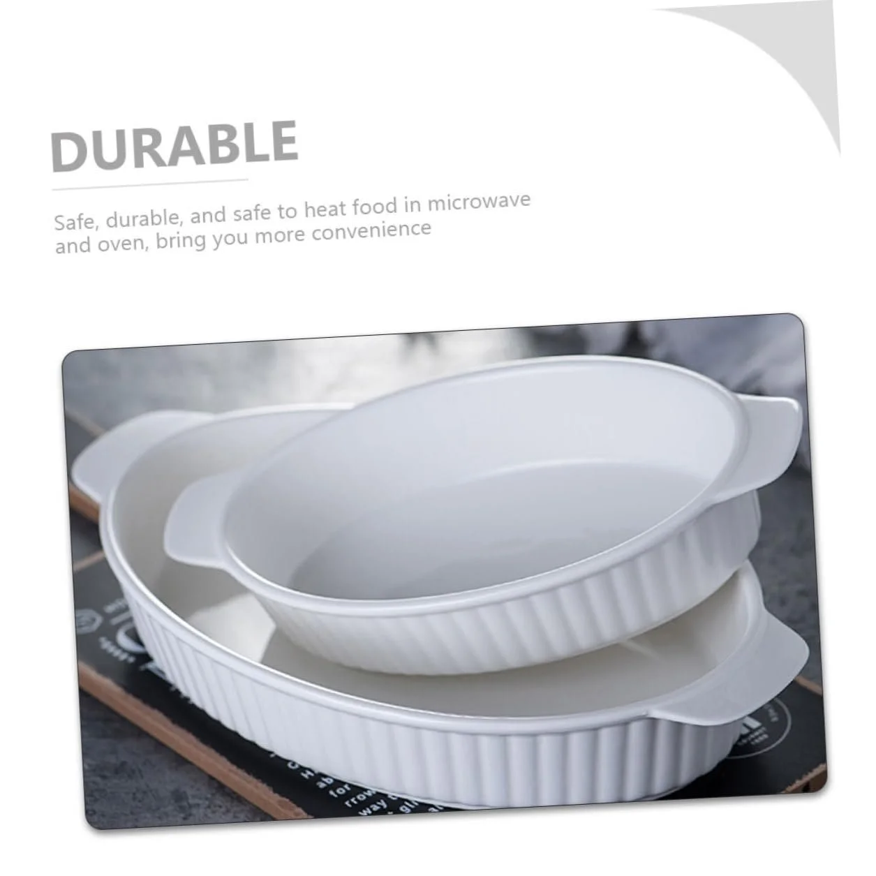 Овальная керамическая форма для запекания Термостойкая С двойными ручками Равномерный нагрев, фото №9