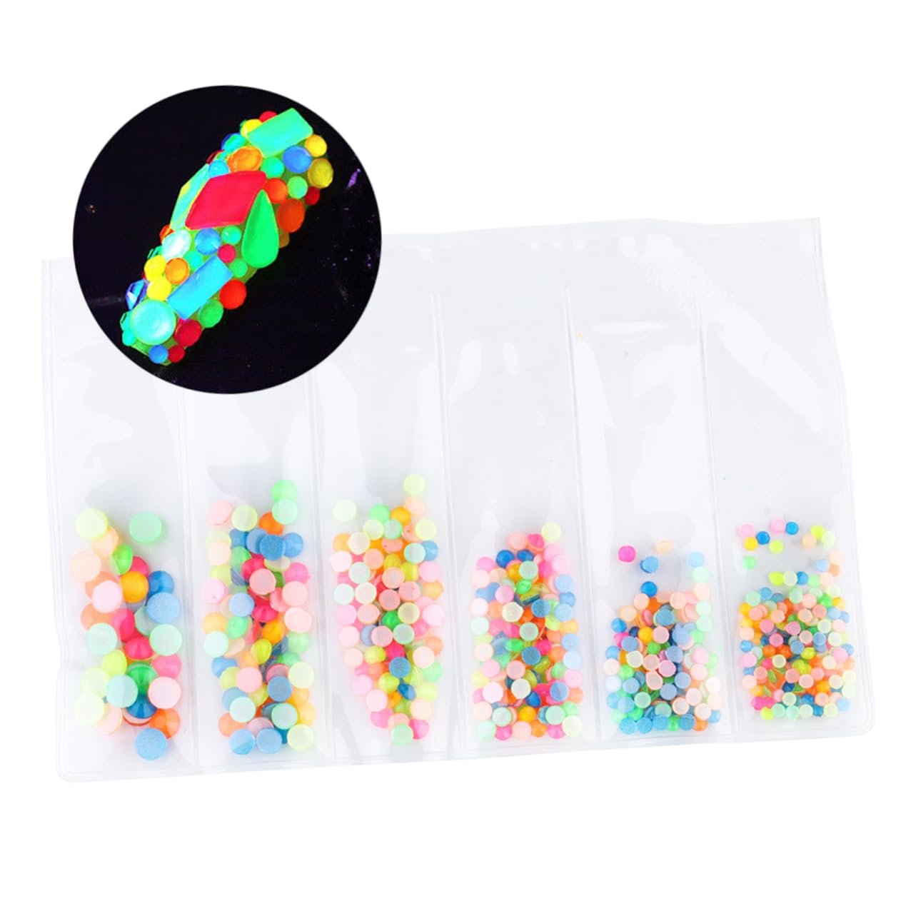 Стразы Акриловые FRCOLOR, 3 коробки, наклейки для ногтей, флуоресцентные, плоские, кристаллы 3D, фото №5