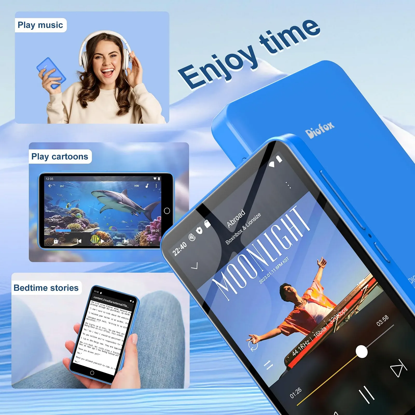 MP3 плеєр Spotify M8 80 ГБ Bluetooth WiFi 4 дюйми сенсорний екран синій, фото №7