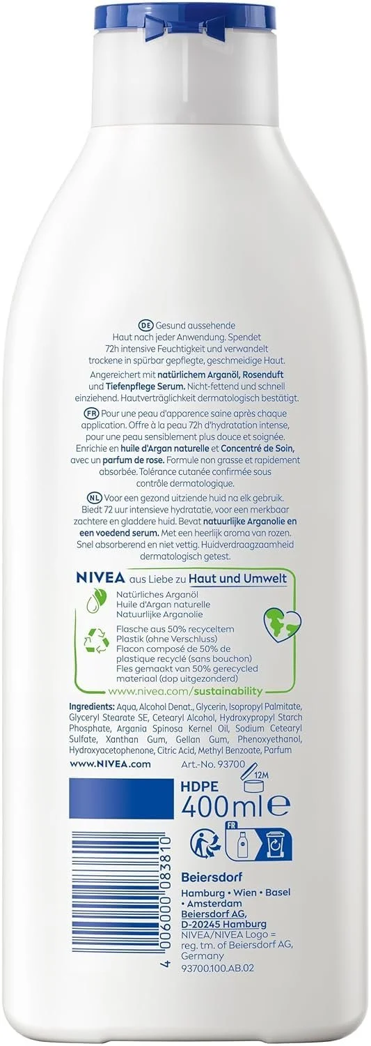 Лосьйон для тіла NIVEA Rose Petal & Care з аргановою олією, 400 мл, фото №10