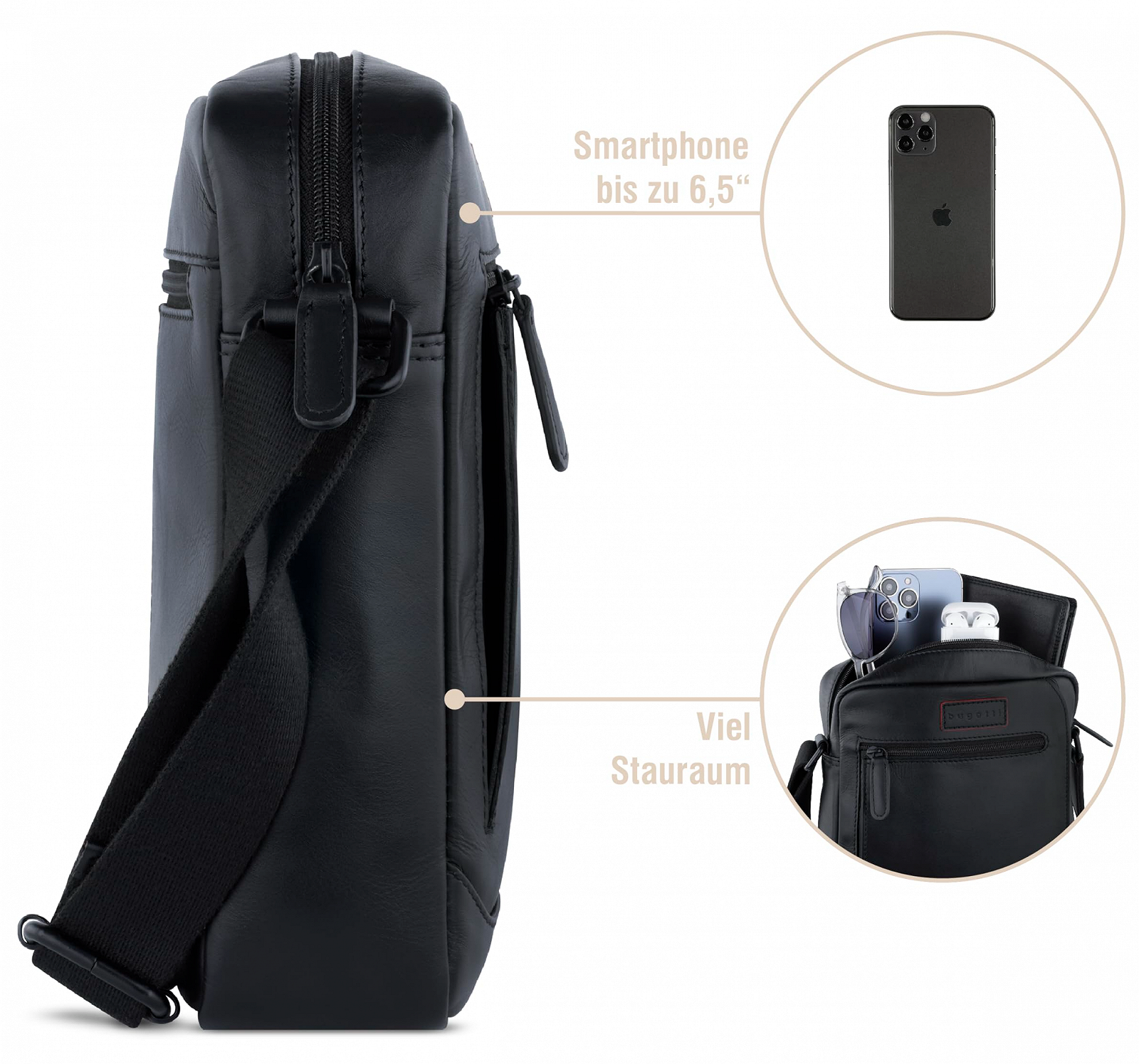 Сумка через плечо bugatti Clark Черный, фото №4