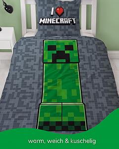 Постільна білизна Фланель Minecraft 135 x 200 см, 1 наволочка 80 x 80 см, 100% бавовна, дитяча synthetic.ua - Фото 1