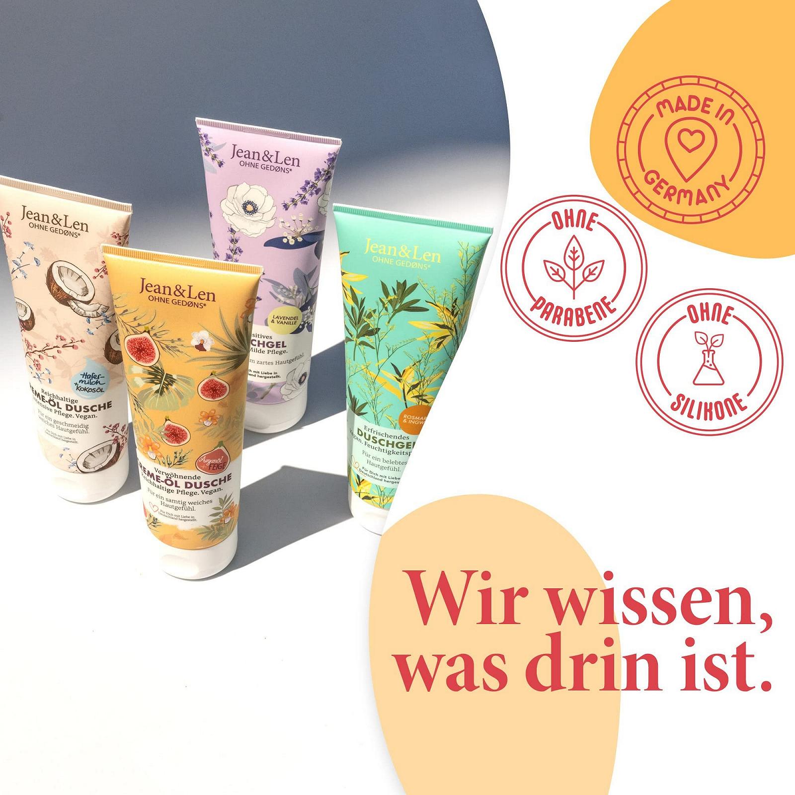 Гель-олія для душу Jean & Len Pampering Cream Oil Argan Oil & Fig арганова олія та інжир 2 x 250 мл, фото №7 Гель-олія для душу Jean & Len Pampering Cream Oil Argan Oil & Fig арганова олія та інжир 2 x 250 мл, фото №7