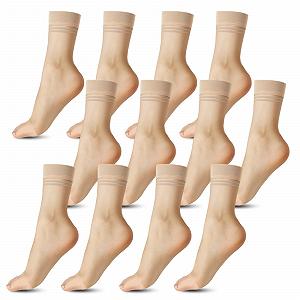 12 пар женских прозрачных нейлоновых чулок, матовые прозрачные нейлоновые тонкие носки, тонкие носки до щиколотки для женщин, шелковые носки с усиленным носком, прозрачные носки, телесный цвет - Фото 1