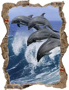Наклейка на стіну DW000033 Дельфіни в морі 60 см x 78 см Коричневий камінь - Фото 1