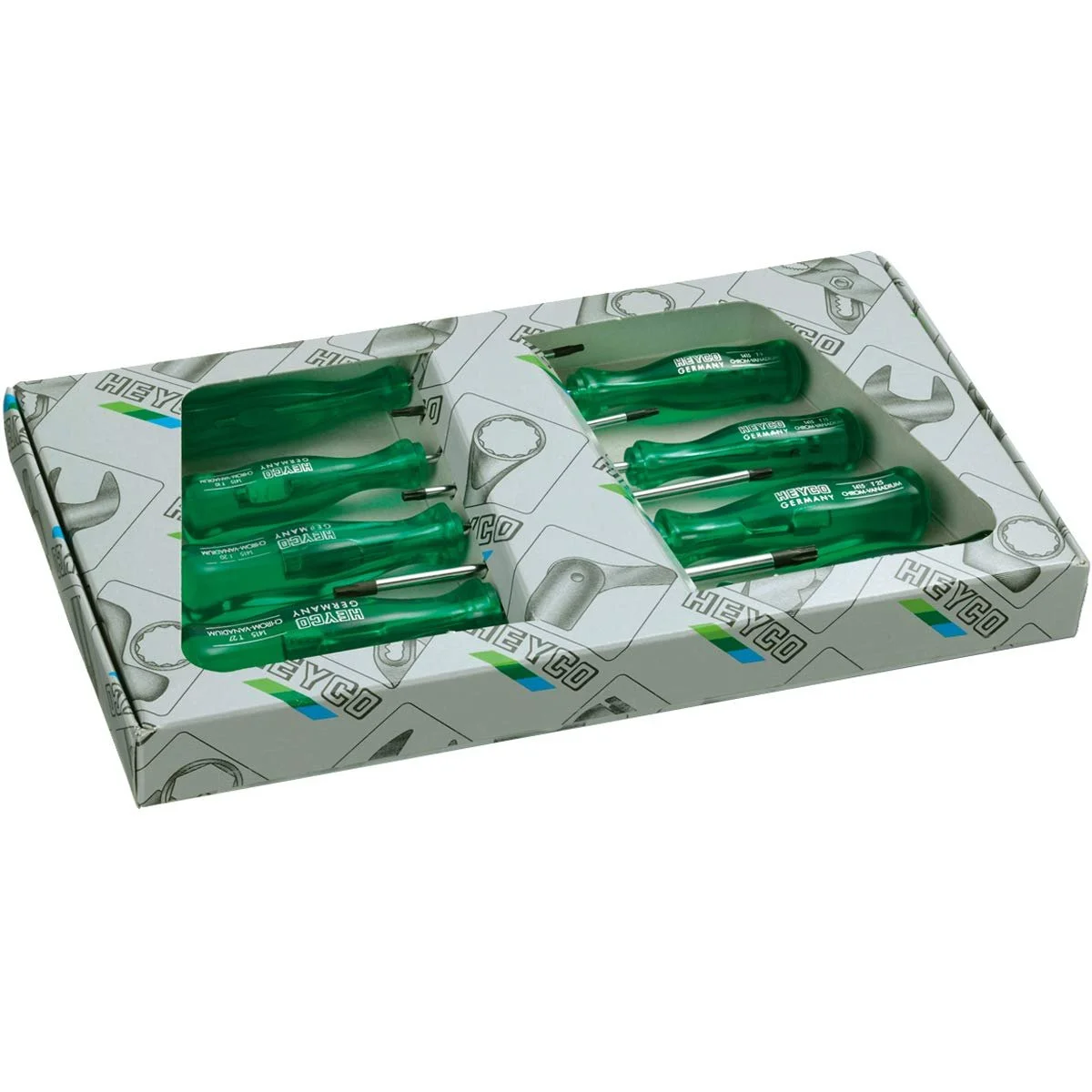 Набір викруток Heyco 1460 1460000080 Torx Зелений/Сріблястий, фото №1