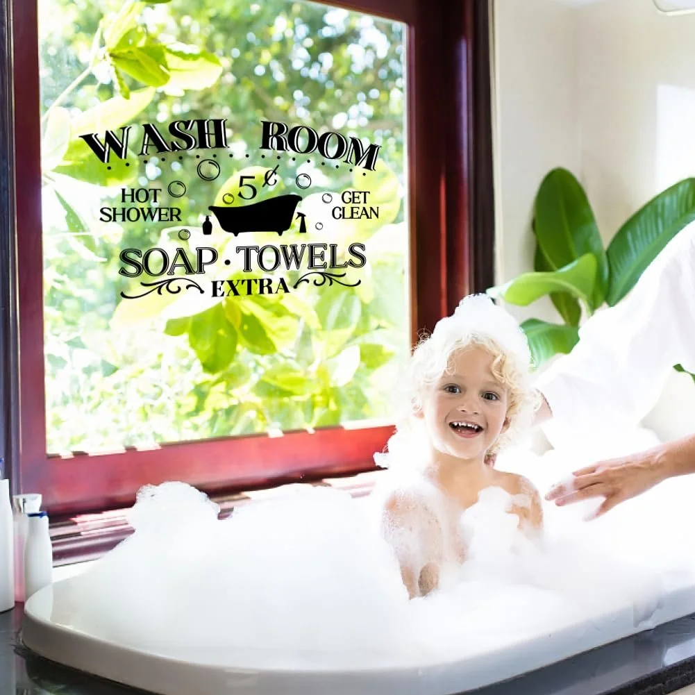 Наклейка на стіну SUPERDANT Get Clean Hot Shower для ванної вінілова 60 x 30 см Чорна, фото №4