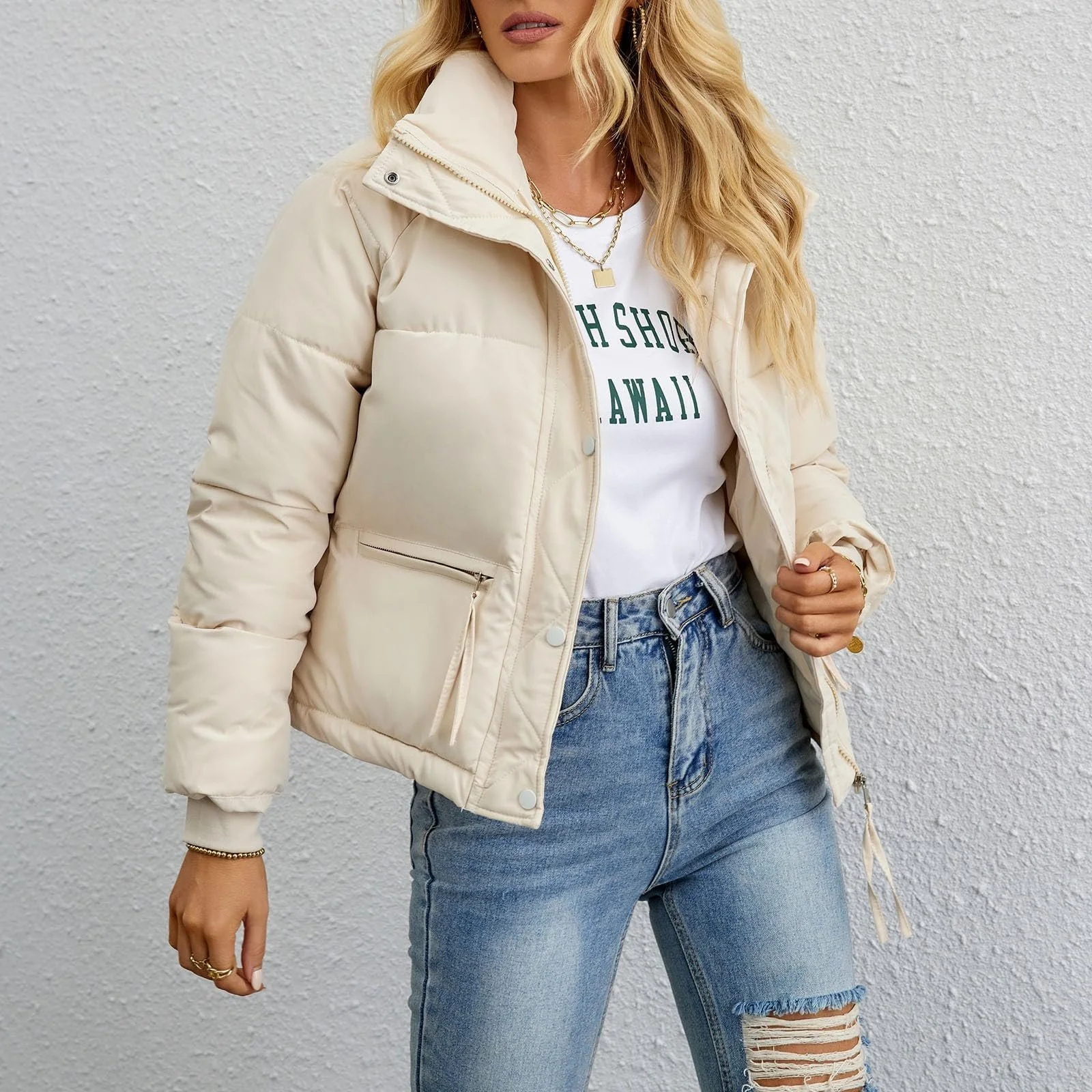 Жіноча зимова куртка QUINTRA з довгими рукавами, фото №3