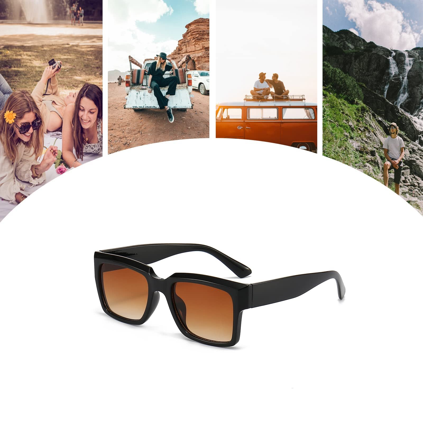 Вінтажні прямокутні сонцезахисні окуляри LJCZKA для чоловіків і жінок, квадратні, захист UV400, фото №7 Вінтажні прямокутні сонцезахисні окуляри LJCZKA для чоловіків і жінок, квадратні, захист UV400, фото №7