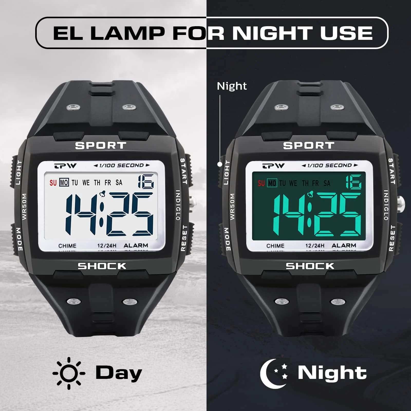 Цифровий годинник BEN NEVIS Спортивний Квадратний з будильником/LED, фото №4 Цифровий годинник BEN NEVIS Спортивний Квадратний з будильником/LED, фото №4