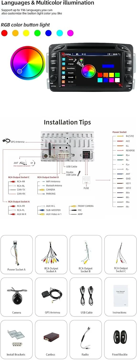 Штатна автомагнітола JOYX для Benz ML W163/CLK W209/C-Class W203 /SLKW170/E-Class W210/A-Class W168 / 7" / Сенсорна / 2/32Гб / Android 10 / Apple CarPlay / Android Auto / Bluetooth / WI-FI / GPS / USB / SD slot / DAB+, фото №5