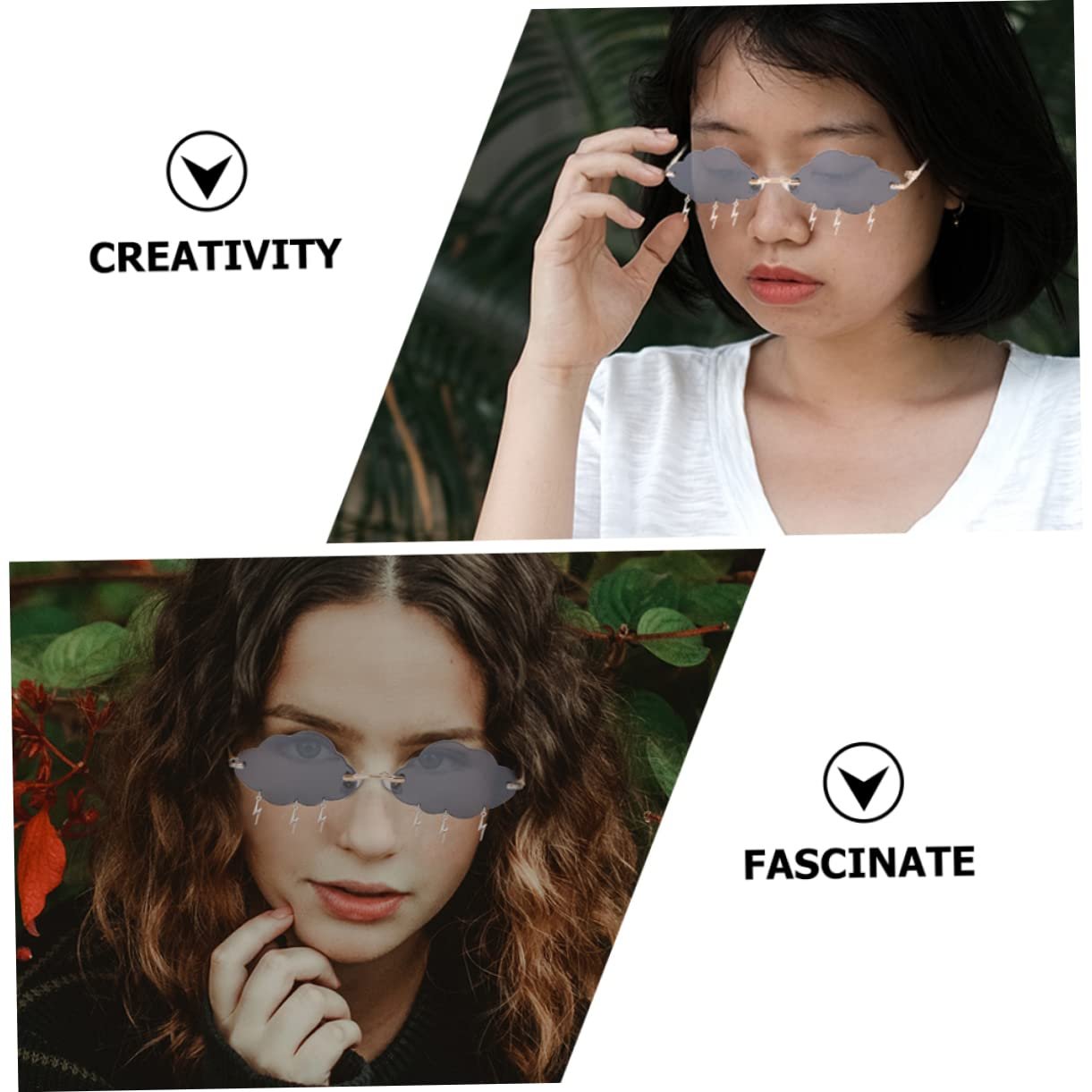 Набір окулярів PACKOVE, 8 пар, хмарка, вінтажні, серцеподібні, без оправи, для вечірок, для дорослих, 90-ті, різні кольори, фото №8