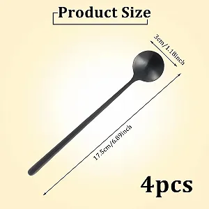 Ложка Типу Латте Мак’ято Nogeqi 17.5 см Чорний Матовий, Набір 4 шт. synthetic.ua - Фото 1