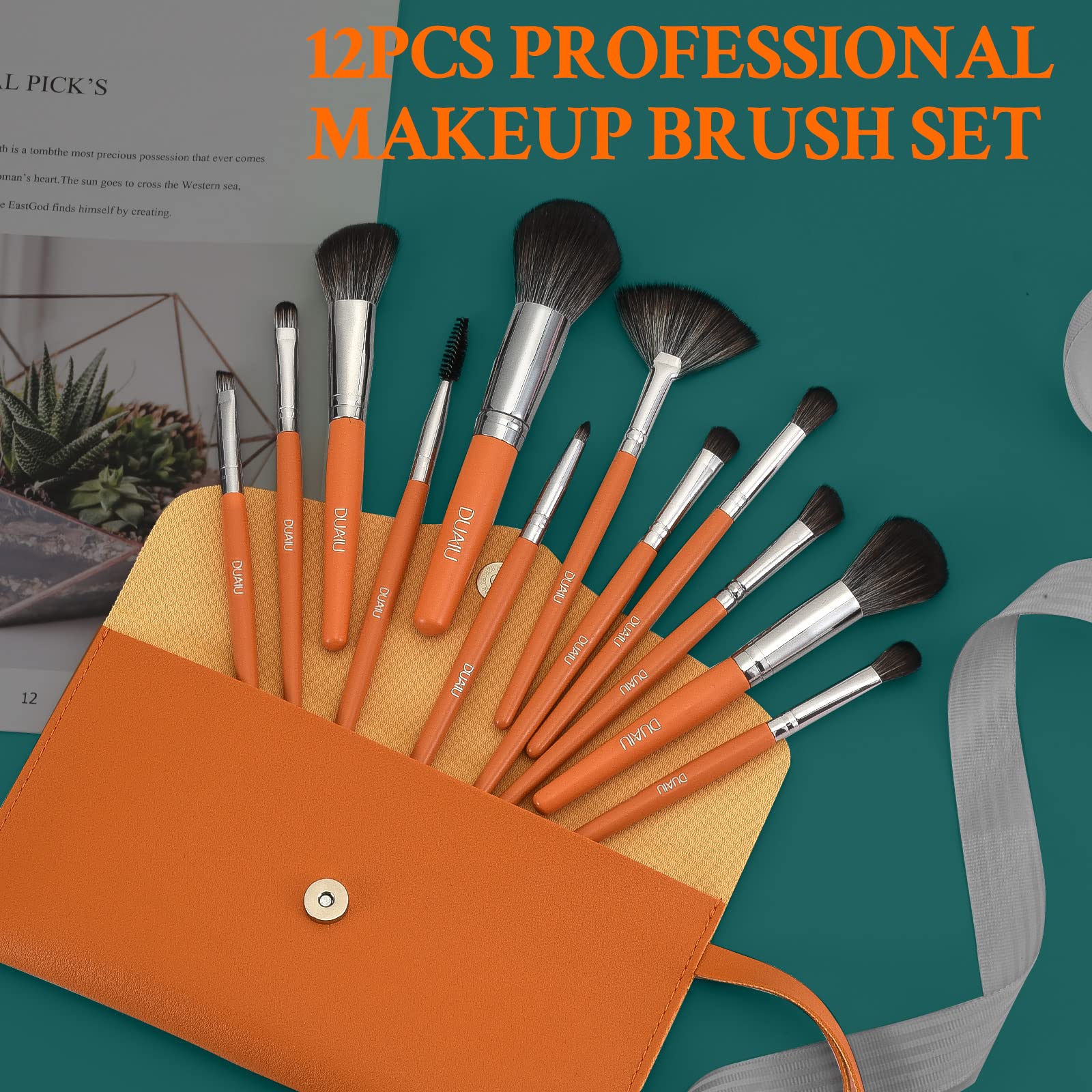 Набір пензлів DUAIU Make Up Brush Set 12 шт, професійний, з сумкою, для тіней, губ, рум'ян, фото №6