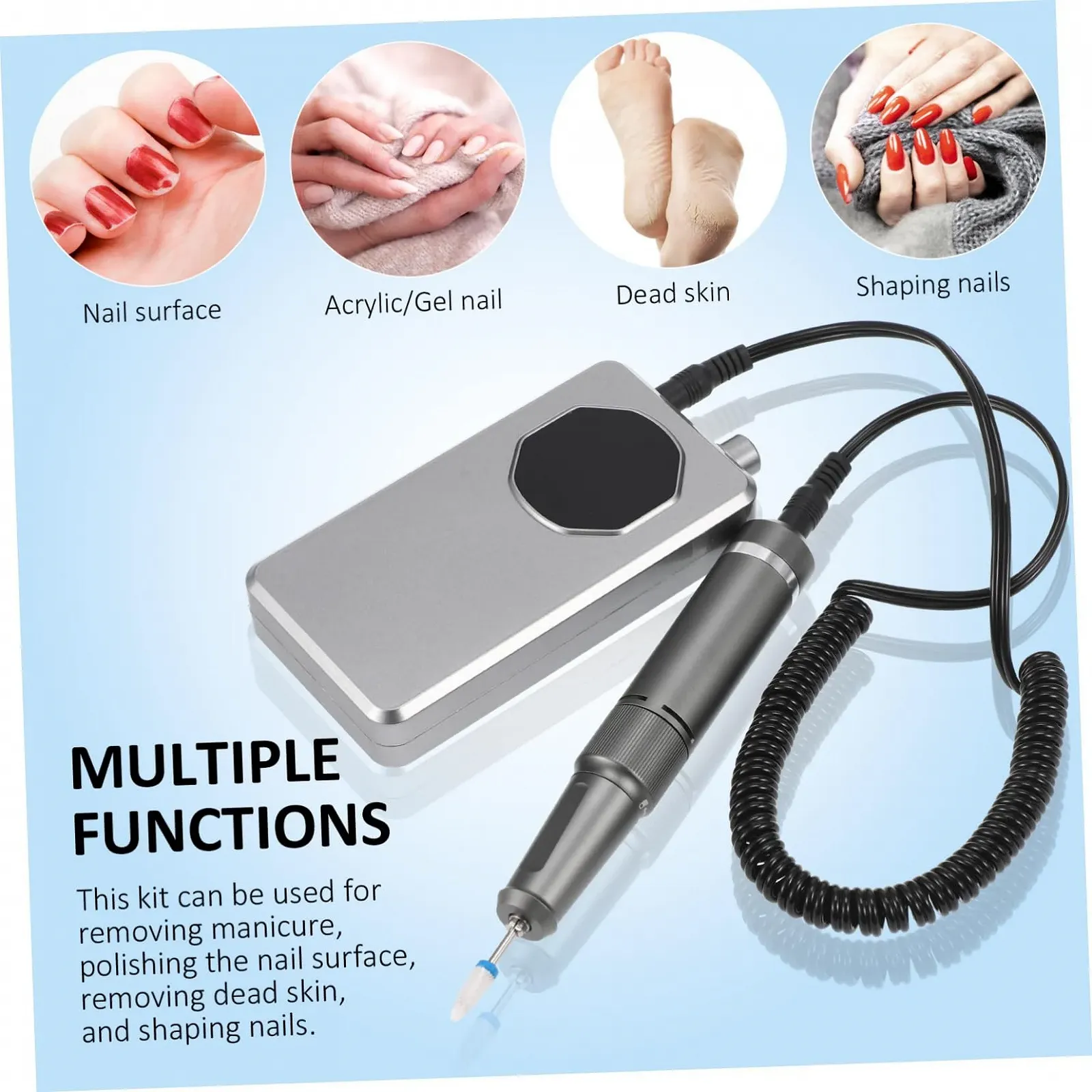 Полировщик для ногтей Healvian Professional Portable 2-в-1 M11 Titanium Grey Cordless, фото №7