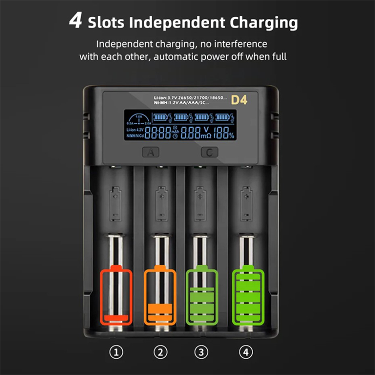 Зарядное устройство для аккумуляторов Battery Charger ESSAGER на 4шт, фото №6 Зарядное устройство для аккумуляторов Battery Charger ESSAGER на 4шт, фото №6
