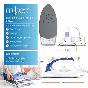 Дорожня парова праска MyBeo CSL-Computer Складана ручка Підошва з антипригарним покриттям 700 Вт synthetic.ua - Фото 1