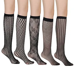 Панчохи в сіточку Жіночі Ультратонкі 5 пар Візерункові до коліна Один розмір - Фото 1