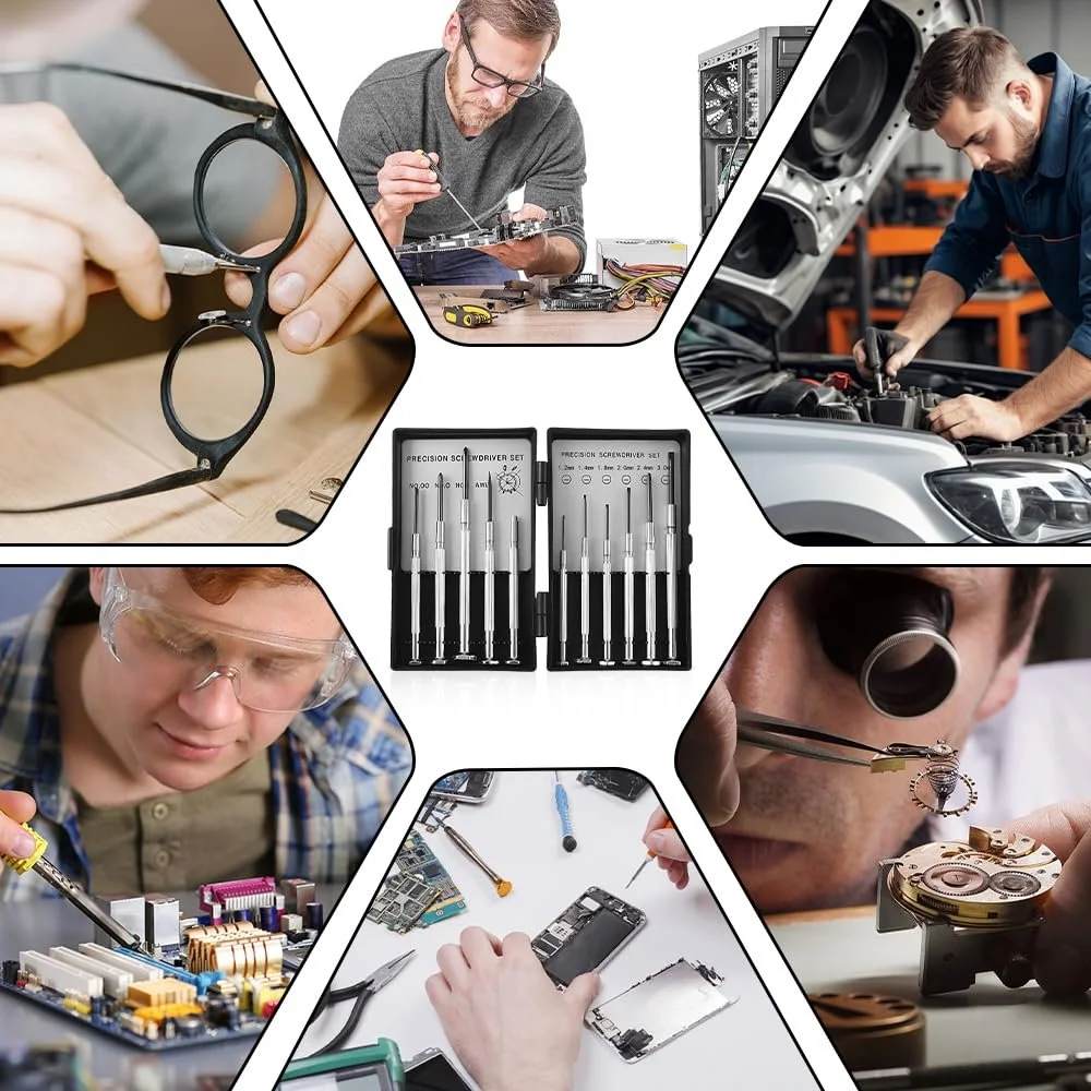 Набір прецизійних викруток 11 в 1 для ремонту окулярів та годинників магнітний, фото №6