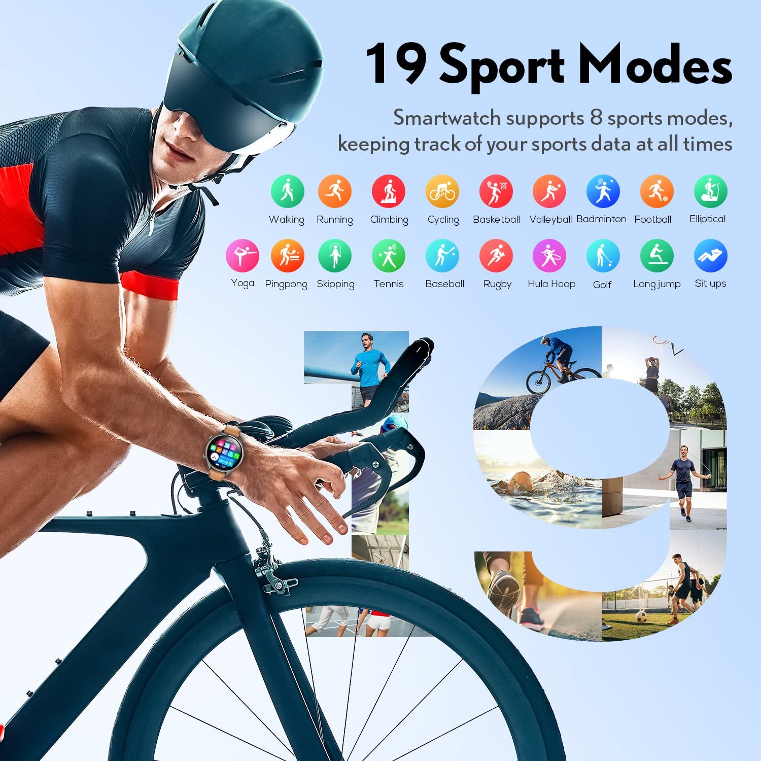 Смарт-часы Motsfit мужские с функцией телефона, фитнес-часы с шагомером, большой дисплей 1,32 дюйма, водонепроницаемый фитнес-трекер, спортивные часы для iOS Android, фото №2