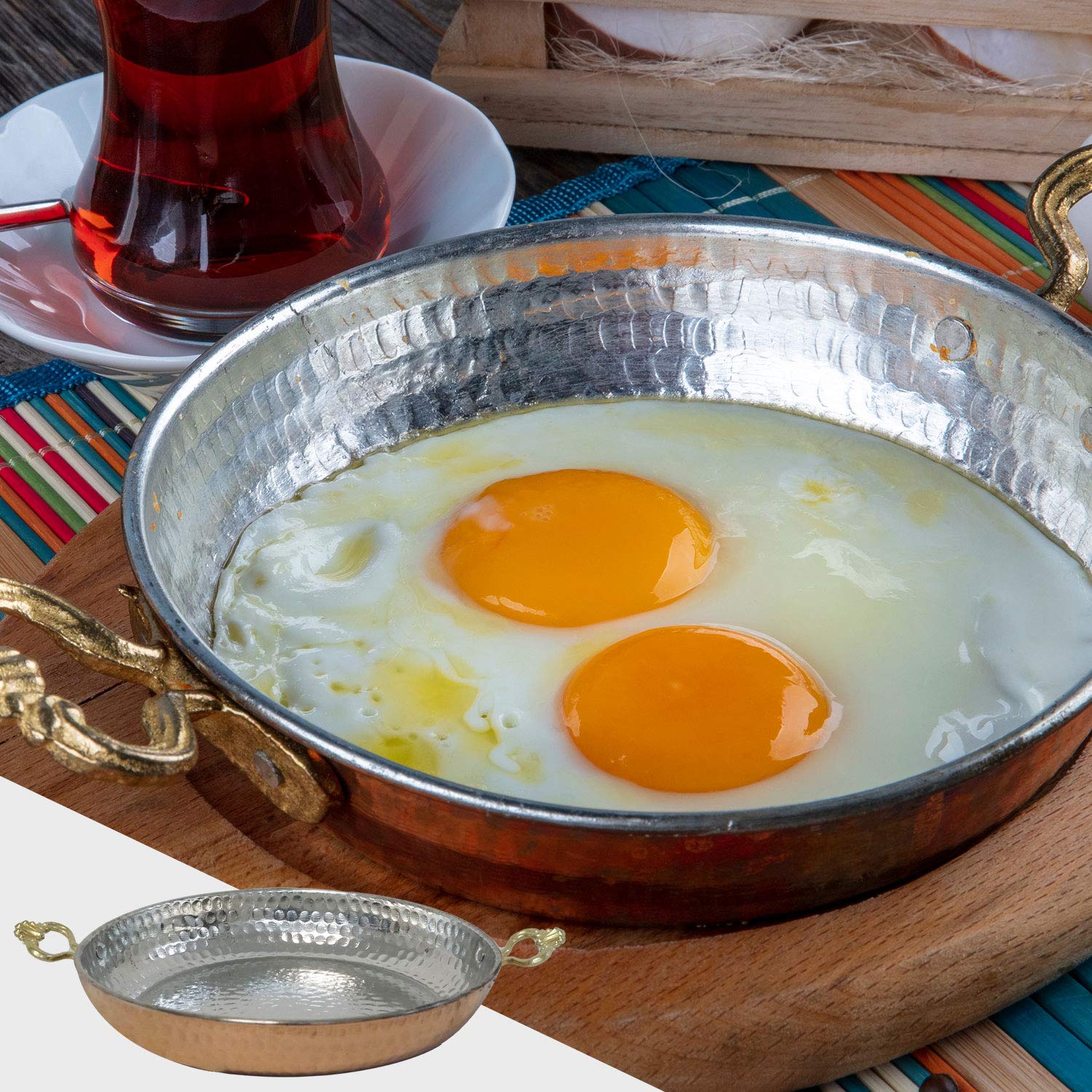 Сковорода Turkish Emporium Sahan Медная С медными ручками, фото №3 Сковорода Turkish Emporium Sahan Медная С медными ручками, фото №3