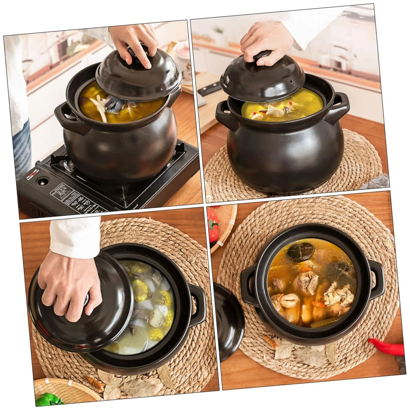 Набор кастрюль VALICLUD для тушения риса с крышкой Черный, фото №4 Набор кастрюль VALICLUD для тушения риса с крышкой Черный, фото №4