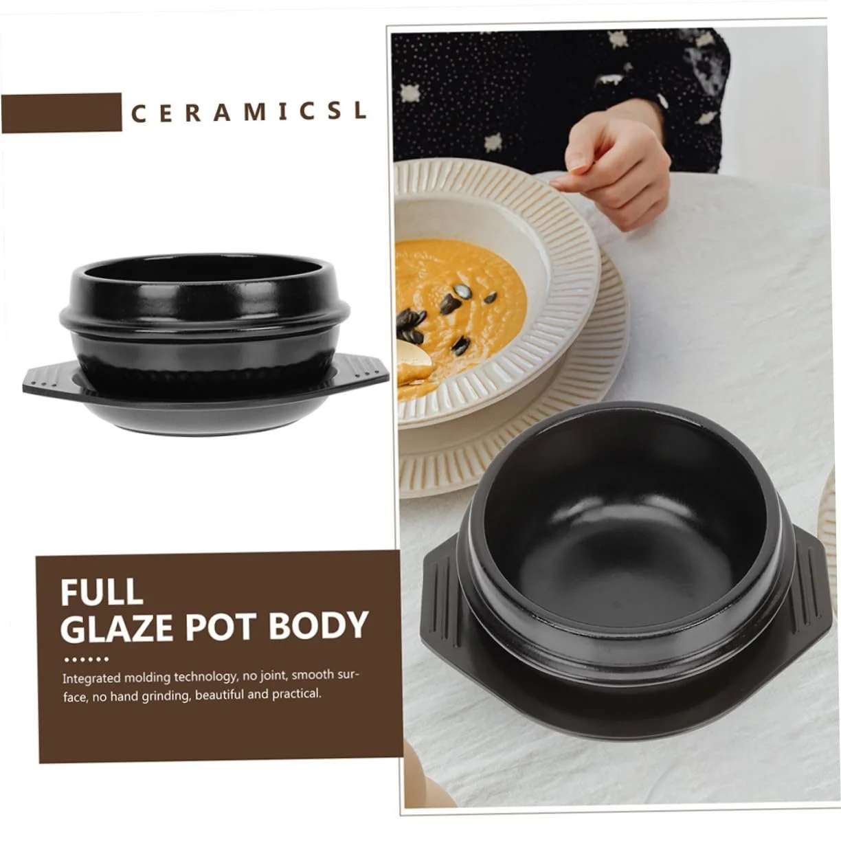 Кастрюля керамическая термостойкая энергосберегающая с подносом, фото №7