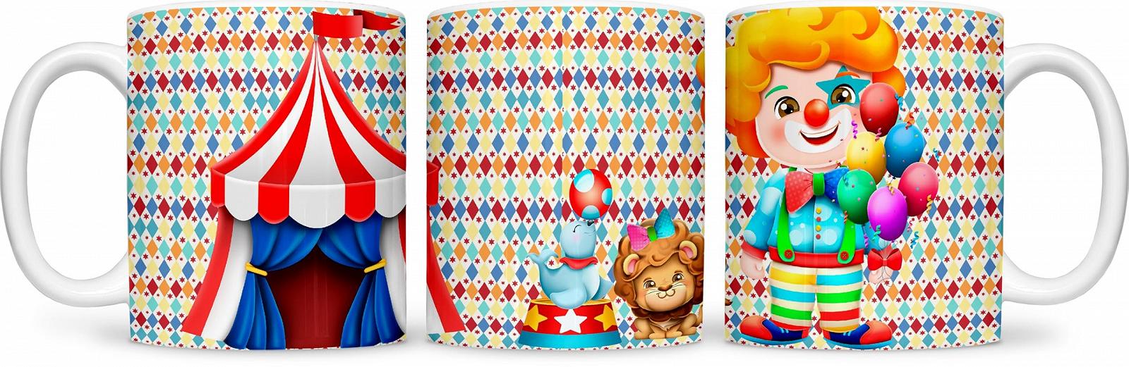Дитяча Кружка Circus 330 мл, Різнокольорові Мотиви з Клоуном, Слоном і Левом, фото №1